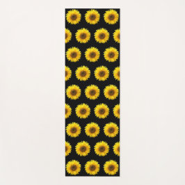 Tapete De Yoga Lindo padrão de girassol em preto