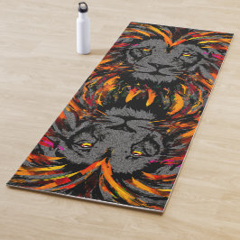 Tapete De Yoga Lion Yoga Mat | Ilustração da Cabeça do Leão Escur