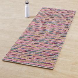 Tapete de Yoga Listrado de Rosa e Dourado – Elegan
