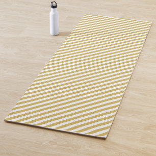 Tapete De Yoga Listras diagonais em padrão amarelo dourado e bran