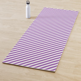 Tapete De Yoga Listras diagonais roxas e brancas padrão