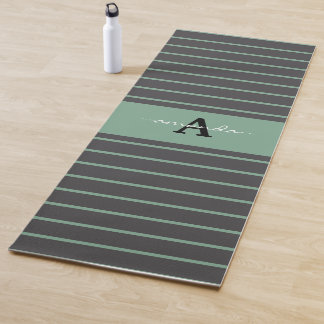Tapete De Yoga Listras elegantes personalizadas preto verde prati