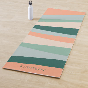 Tapete De Yoga Listras Geométricas de Pastel Verde