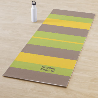 Tapete De Yoga Listras Rítmicas Linhas Horizontais Marrom Amarelo
