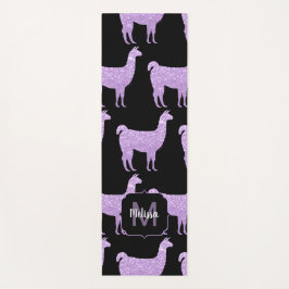 Tapete De Yoga Llama Púrpura Roxo Padrão Monograma preto