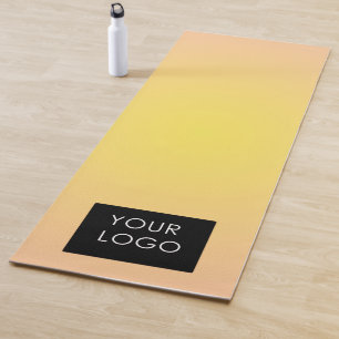 Tapete De Yoga Logotipo de Gradação Amarelo Pêssego Aestético