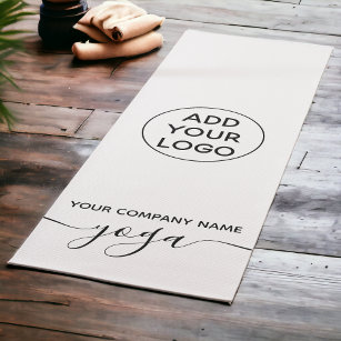Tapete De Yoga logotipo moderno minimalista de yoga preto e branc