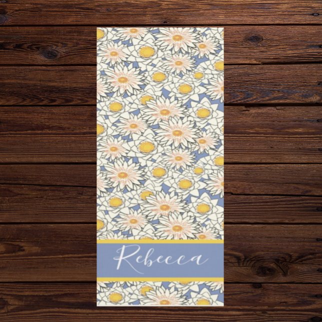 Tapete De Yoga Lotus Flower Calming Blue Monograma Nome Yoga Mats (Criador carregado)