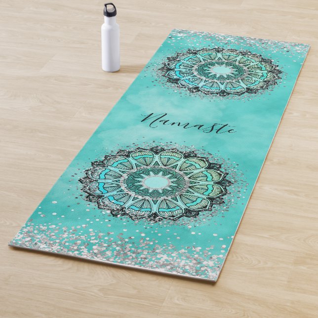 Tapete De Yoga Lotus Mandala personalizado em Teal (In Situ)