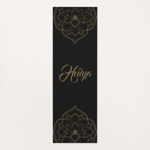 Tapete De Yoga Lotus Mandala Yoga Mat, castanho e negro