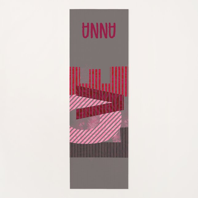 Tapete De Yoga Love Geométrico Magenta - Letra Yoga Mat (Frente)