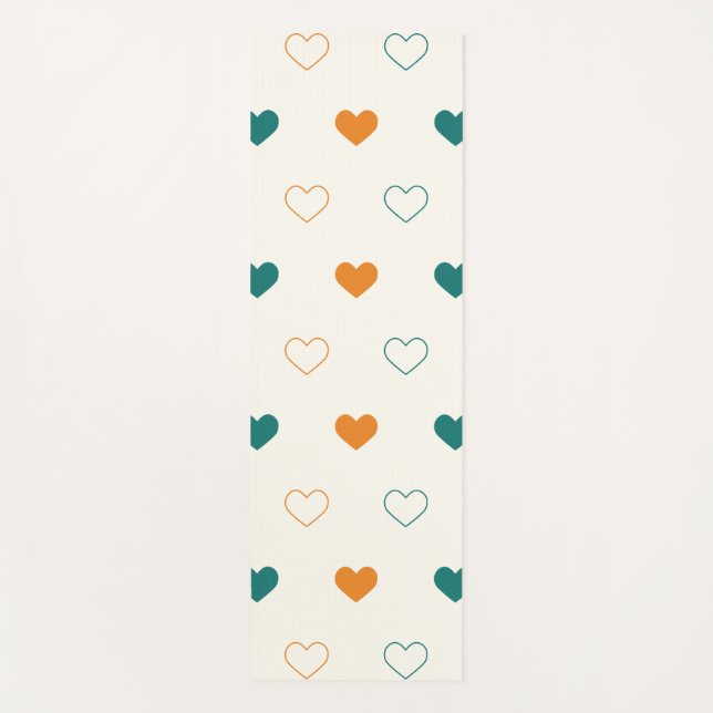 Tapete De Yoga Lovely hearts / green orange cream (Frente)