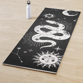 Tapete De Yoga Lua cobra mística e estrelas