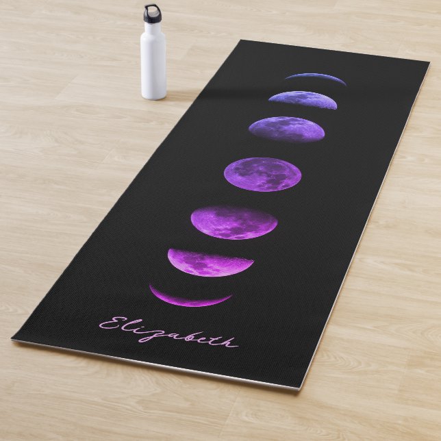 Tapete De Yoga Lunar Roxo Fases Celestiais Personalizadas (In Situ)