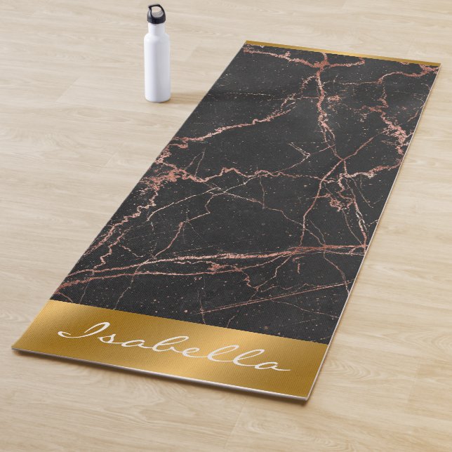 Tapete De Yoga Luxo Trendy Marble Pink Black Personaliza Yoga Mat (In Situ)