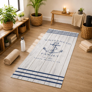 Tapete De Yoga Madeira Branca de Âncora Personalizada Náutica