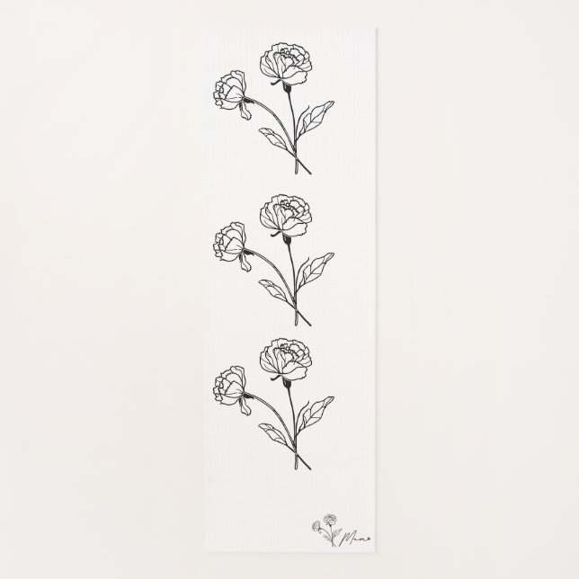 Tapete De Yoga Mãe Floral Elegante Minimalista (Frente)
