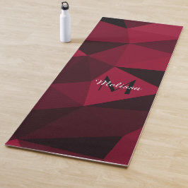 Tapete De Yoga Magenta rosa vermelho padrão de geometria preto Mo