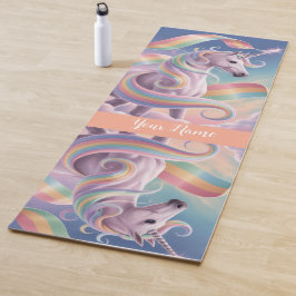 Tapete De Yoga Magical Rainbow Unicorn name Personalized