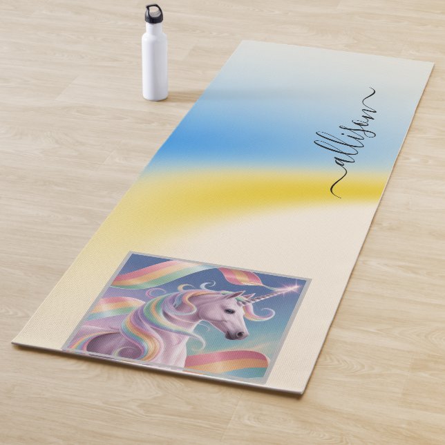Tapete De Yoga Magical Rainbow Unicorn name Personalized  (In Situ)