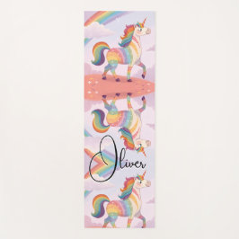 Tapete De Yoga Magical Rainbow Unicorn name Personalized 