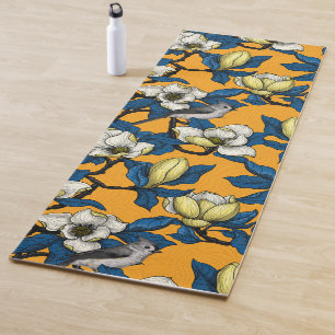 Tapete De Yoga Magnólia florescente e pássaro-do-titrato 3