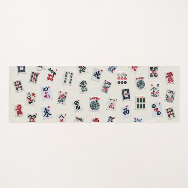 Tapete De Yoga MahJong azulejo fotografia sobre fundo do crachá (Frente (Horizontal))