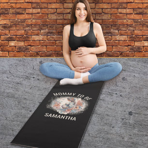 Tapete De Yoga Mamães para aquarela floral à espera da mãe