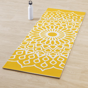 Tapete De Yoga Mandala Amarelo e Branco - Dans-lew no mel