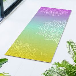 Tapete De Yoga Mandalá Assimétrico Iridescente com Gradiente & In