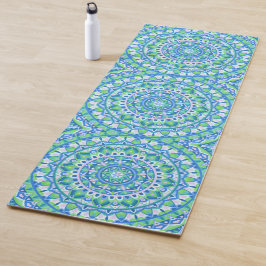 Tapete De Yoga Mandala Azul Boho Meditação Fitness Espiritual