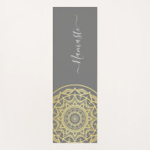 Tapete de Yoga Mandala Azul Dourado Namaste Rascun