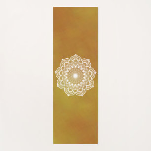 Tapete De Yoga Mandala Branco em Fundo Dourado