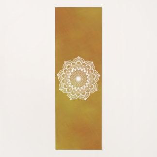 Tapete De Yoga Mandala Branco em Fundo Dourado