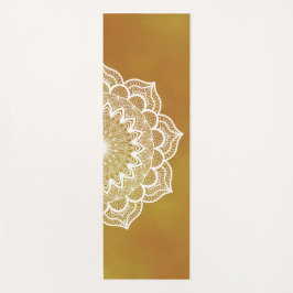 Tapete De Yoga Mandala Branco em Fundo Dourado