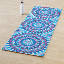 Tapete De Yoga Mandalá de Inverno Padrão de Floco de Neve Azul Me