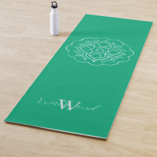 Tapete De Yoga Mandala de Lótus Verde Personalizado