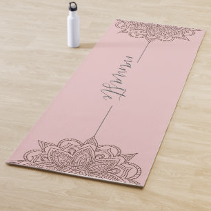Tapete De Yoga Mandala de Namaste de Cor Rosa rosa