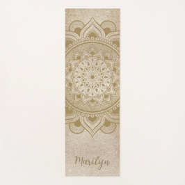 Tapete De Yoga Mandala de Nome Personalizado Om Dourado Brilho Ex