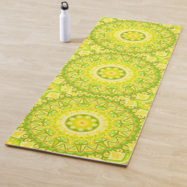 Tapete De Yoga Mandalá de Primavera Yoga Verde Amarelo Floral Fit