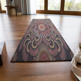 Tapete De Yoga Mandala de semicírculo étnico com moldura mais sol