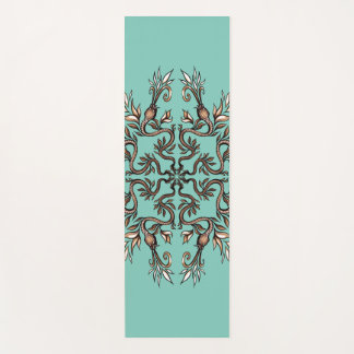 Tapete De Yoga Mandala de Serpentes Art Nouveau - Verde Água Dark