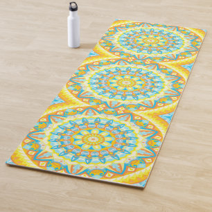 Tapete De Yoga Mandala de Yoga de Verão Laranja Amarelo Vibrante 