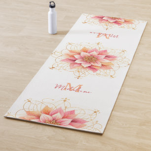 Tapete De Yoga Mandala Floral Peach Coral Cor-de-rosa Nome Chic M