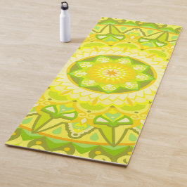 Tapete De Yoga Mandala Floral Yoga Primavera Verde Amarelo Exercí