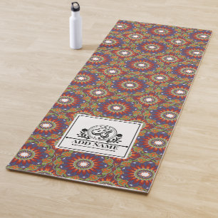 Tapete De Yoga Mandala flores monograma nome personalizado letra 