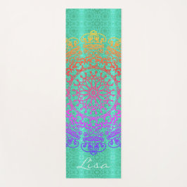 Tapete De Yoga Mandala Green com Nome Yoga Mat