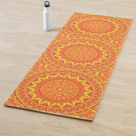 Tapete De Yoga Mandala Laranja de Ioga Padrão Quente Boho Meditaç