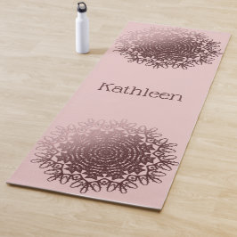 Tapete De Yoga Mandala Pessoal em Rosa Dourado 