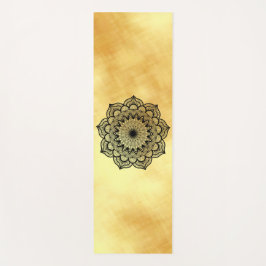 Tapete de Yoga Mandala Preto em Fundo Dourado Suav